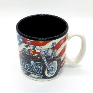 Vintage Motorcycle Bike American Flag Patriotic Coffee Tea Mug
